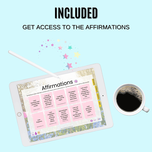 Digital tablet displaying homeschool affirmations for positive mindset and motivation in homeschooling.