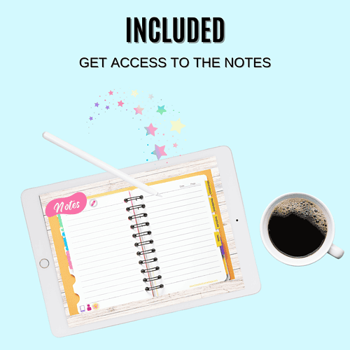 Digital homeschool planner on tablet with notes and colorful stars, ideal for organizing homeschooling activities and lesson plans.