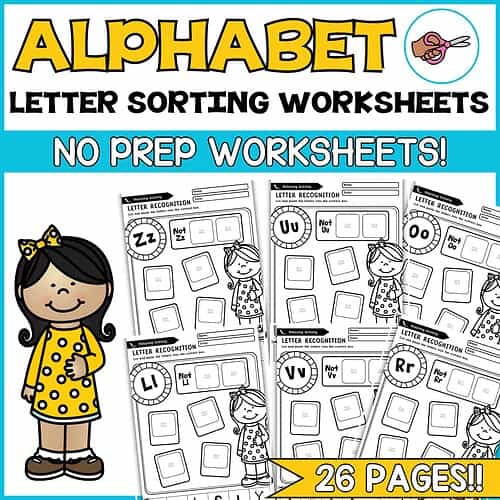 Flag Logo Letter Recognition Cut-and-Paste Sorting Worksheets (Kindergarten A–Z)