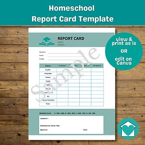 Homeschool Report Card Template