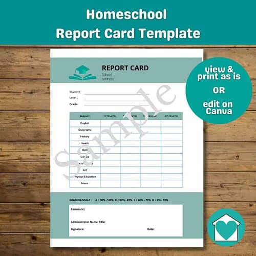 Homeschool Report Card Template