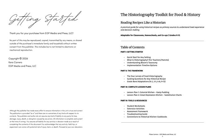 Getting Started with Food & History Homeschool Resource Co. offers educational materials on food history and history for homeschooling families, including guides, lesson plans, and activities for various age groups.