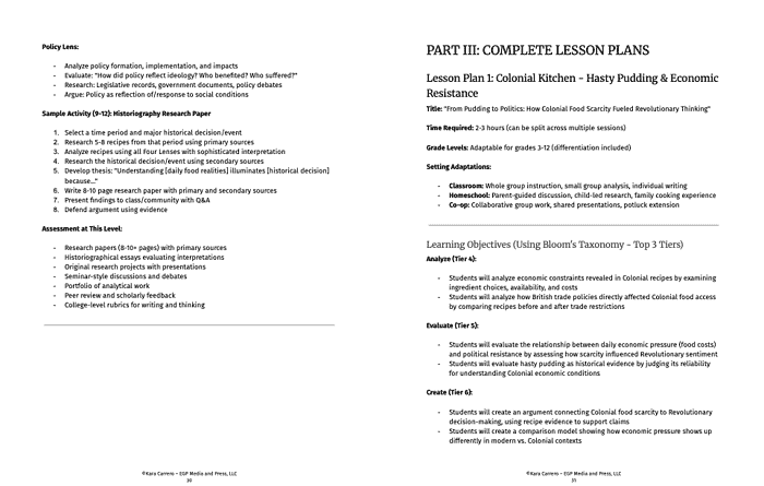 Homeschool Resource Co. Homeschool lesson plans for Colonial Kitchen and Revolutionary Thinking.