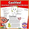 Dental Health Cavity Worksheet for Homeschooling Cavity educational worksheet with answer key for homeschooling dental health lessons.
