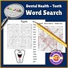 Dental Health – Teeth Word Search Engaging dental health-themed teeth word search activity for kids to promote oral hygiene education.