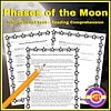 Phases of the Moon Educational Chart Detailed educational chart illustrating the phases of the moon and its rotation around Earth, ideal for homeschooling science lessons and astronomy studies.