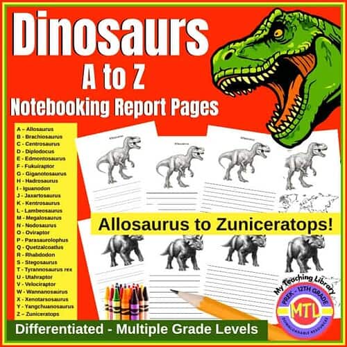 Dinosaurs A-Z | Research, Report, Notebooking, Project Pages | Multi-Grade