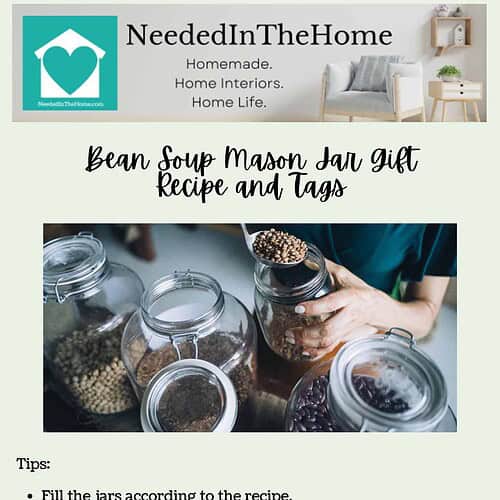 Homeschool Resource Co. - Bean soup mason jar gift idea with recipe and tags for homemade, personalized presents. Perfect for teaching kids about cooking, gifting, and creativity.