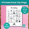 Printable Road Trip Bingo, 28 Unique Travel Game Cards (PDF Print), Vacation Activity automobile, Field Trip