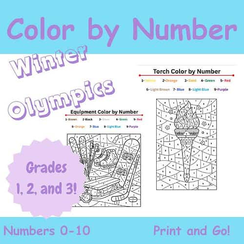 winter olympics cover try 2 Color By Numbers Winter Olympics for Elementary