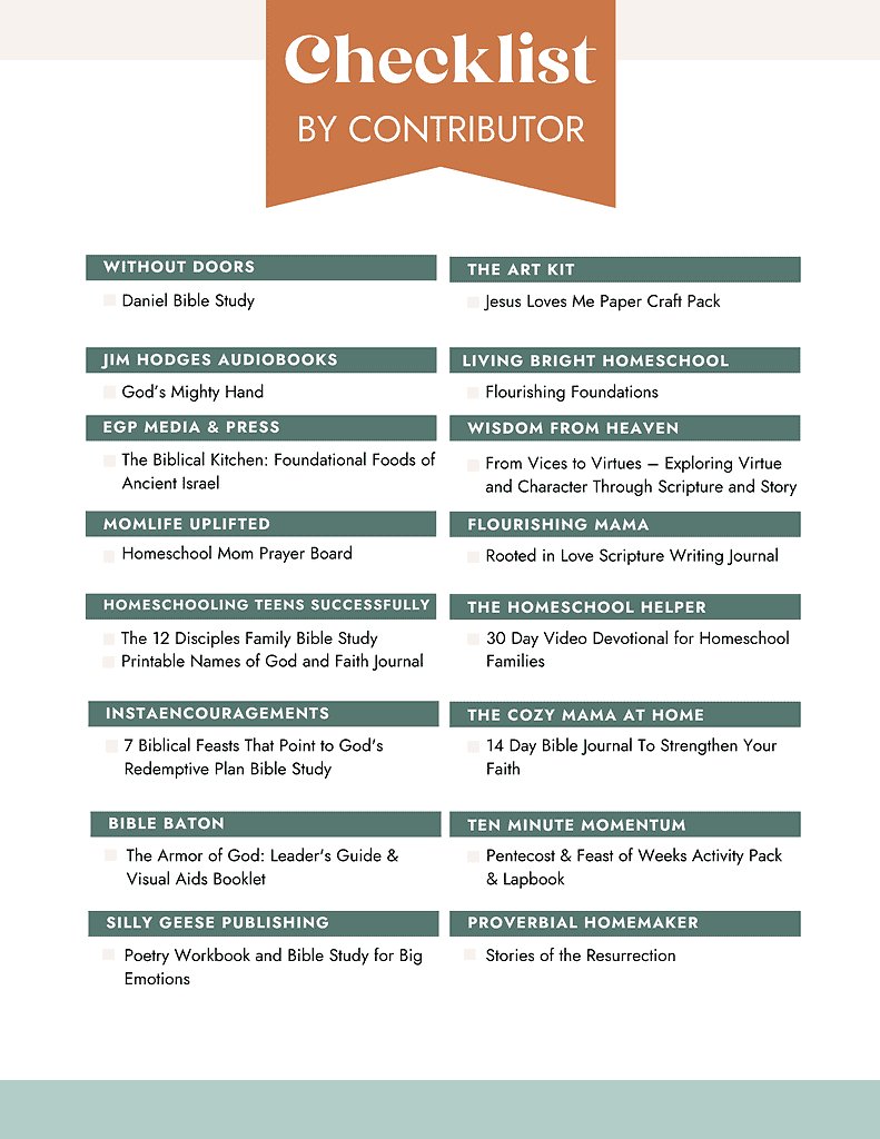 Image of a waitlist sign for homeschool resources, featuring various educational books and tools to support homeschooling families.