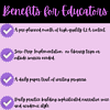 Homeschool Resource Co. Benefits for Educators List of homeschooling benefits including pre-planned curriculum, zero-prep implementation, daily writing progress, and practice building with narrative voice.