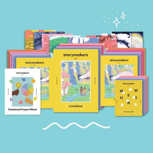 Homeschool Resource Co. - Storymakers Creative Kits Collection of Storymakers creative kits for homeschooling, including story creation, emotional prayer wheel, and story cards, designed to inspire children's imagination and learning.