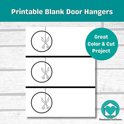 Printable Blank Door Hangers, Doorhangers, Door Knob, Cut Out, (PDF Print)
