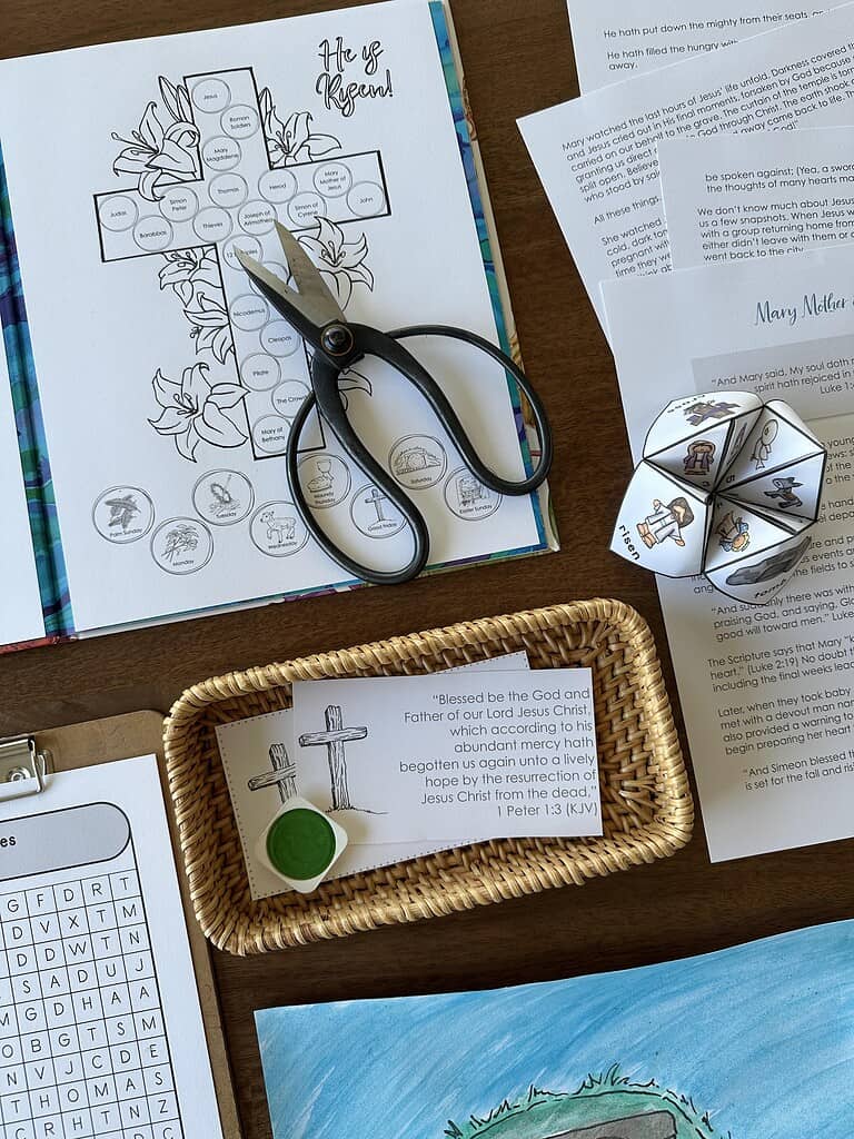 Cross-shaped Bible activity for homeschooling.