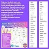 Easter Vocabulary and Language Arts Activities for Homeschool Engaging Easter-themed vocabulary and language arts activities designed for homeschool students, including grammar, spelling, sentence writing, and alphabetizing exercises.