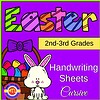 Easter-themed cursive handwriting practice sheets designed for 2nd and 3rd-grade students to improve their cursive writing skills with fun, seasonal activities.