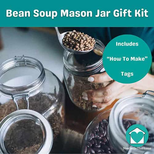 Bean Soup Mason Jar Gift Kit with Recipe, Gift Tag and Baking Instructions, for Regular Mouth Jars, Pint Size