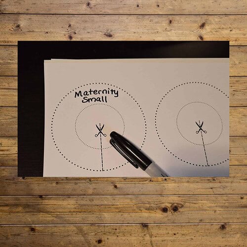 Maternity small cutting practice sheet with scissors illustration for homeschooling or early childhood education.