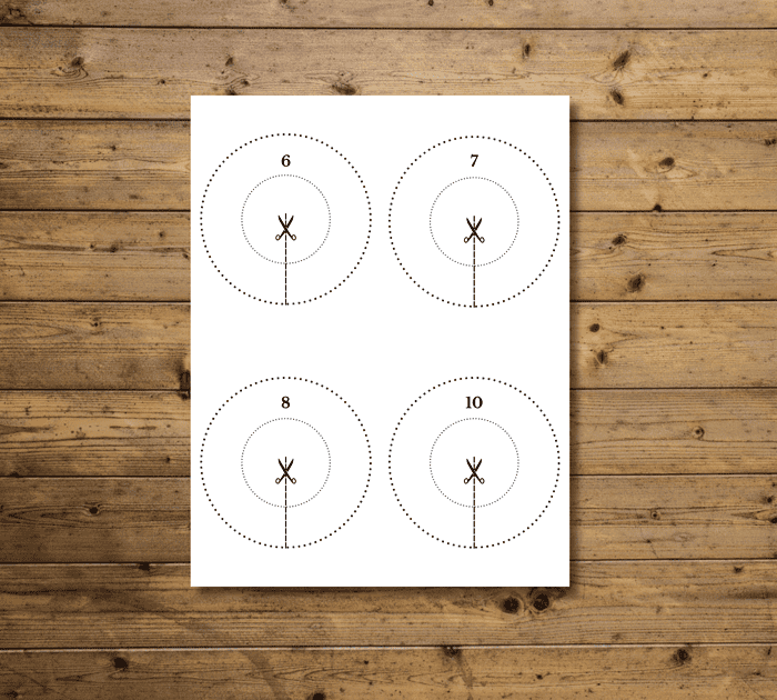 Homeschool shooting targets with numbered circles for archery and target practice, ideal for educational activities and sports training at home.