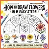 Drawing Flowers Step-by-Step Guide for Kids and Beginners Easy 6-step flower drawing tutorial for kids and beginners, featuring colorful illustrations of various flowers like lily, pansy, and lavender.