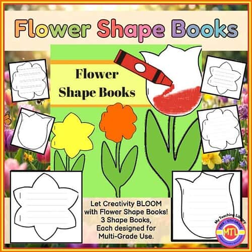Flower Shape Books Colorful flower shape books for early childhood education, perfect for teaching shapes and creativity in homeschool settings. Engaging and educational resources for young learners.