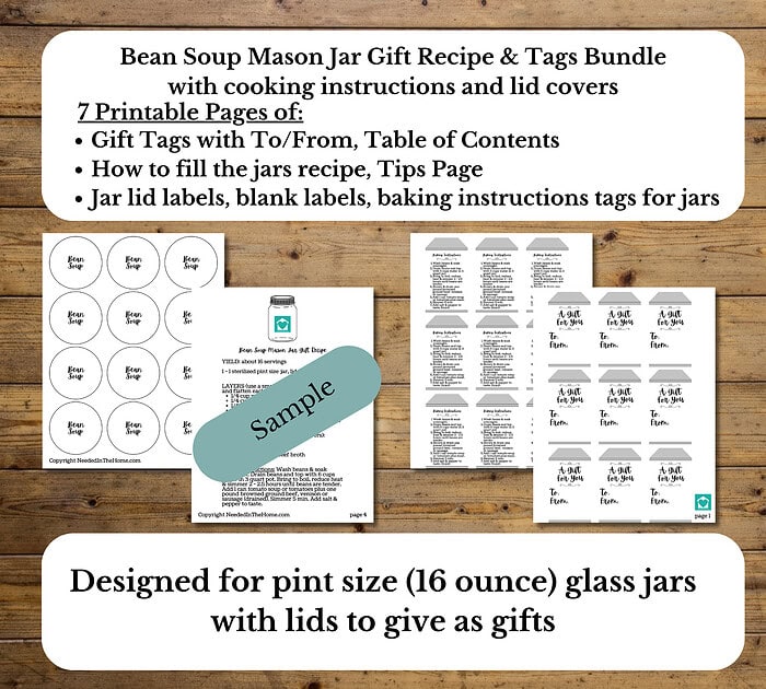 dig cover etsy mason jar bean soup what you get (1) Bean Soup Mason Jar Gift Kit with Recipe, Gift Tag and Baking Instructions, for Regular Mouth Jars, Pint Size