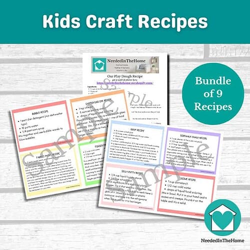 Kids Craft Recipes, Play Dough, Slime, Bubbles, Finger & Fabric Paint, Chalk (PDF Print)