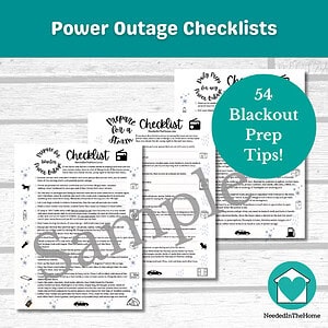 Power Outage Checklists, Winter Storm, Thunderstorm, Tornado, Blizzard Preparedness List (PDF Print)