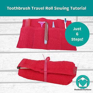 Toothbrush Travel Roll Sewing Tutorial, Terrycloth Pouch (PDF Pattern), Sew A Roll Up Bathroom Divider