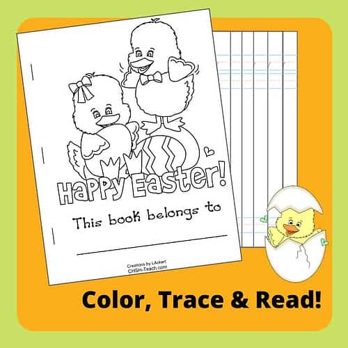 Homeschool Easter Friends Coloring Book Easter-themed coloring book featuring cute ducklings and eggs, perfect for homeschool activities and early learning. Includes tracing and reading exercises for young children.