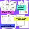Easter Vocabulary and Language Arts Activities Easter vocabulary word wall and student handouts for language arts activities, including handwriting, defining through illustrations, and vocabulary practice.
