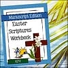 Easter Scriptures Workbook - Homeschool Resource Co. Cover of Easter Scriptures Workbook featuring a cross, lilies, and scripture references, designed for homeschooling religious education and Bible study.