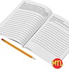 September Writing Prompts Journal for Homeschooling Open journal with writing prompts for homeschool students, featuring lined pages and a pencil, ideal for September writing activities and homeschool curriculum.