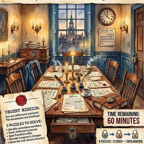 Committee of Five Escape Room: Declaration of Independence Activity | Print and Play | Grades K-12