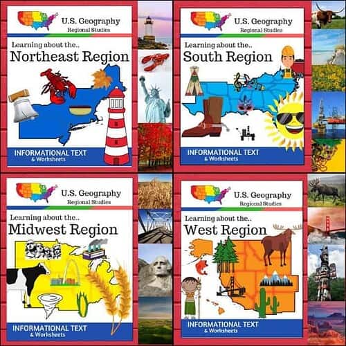 Comprehensive U.S. regions geography resource for homeschool students, covering Northeast, South, Midwest, and West regions with engaging maps and facts.