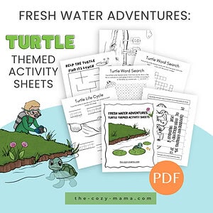Turtle Themed Activity Pack/ Fresh Water Adventures / Finger Puppet / Agamograph