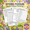 Spring Puzzles for Critical Thinking and Learning Educational spring-themed puzzles for kids to enhance critical thinking skills, including word mazes, cryptograms, and brain teasers for preschool to 12th grade students.