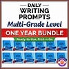 Daily Writing Prompts Multi-Grade Level Bundle for Homeschooling Homeschool daily writing prompts bundle for multiple grade levels, printable and ready-to-use, covering all months of the year for comprehensive writing practice.