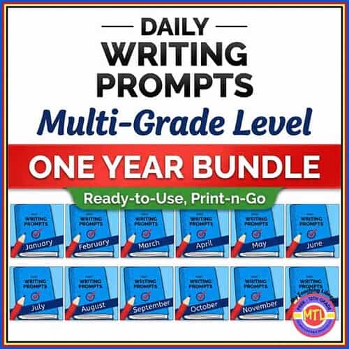 Homeschool daily writing prompts bundle for multiple grade levels, printable and ready-to-use, covering all months of the year for comprehensive writing practice.