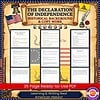 Declaration of Independence historical background and copy work educational poster for homeschooling. Detailed image of a colorful educational poster featuring the Declaration of Independence, historical background, and copy work for homeschooling and American history lessons.