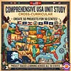 Homeschool USA Unit Study Map Colorful map of the USA highlighting states for a homeschool unit study on American geography and history.