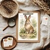 Rabbit Anatomy Educational Poster for Homeschool Learning Educational poster illustrating the anatomy of a rabbit, including parts like ears, eyes, nose, and paws, ideal for homeschool science lessons and animal studies.