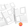 Homeschool Planning Notebook Open spiral-bound homeschool planning notebook with lined pages and decorative frames for organizing lessons, schedules, and notes for homeschooling families.
