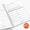 Homeschool Science Notebook Open spiral-bound homeschool science notebook with lined and chart pages for student science activities and notes.