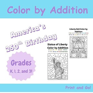 America's 250th Birthday Color by Addition