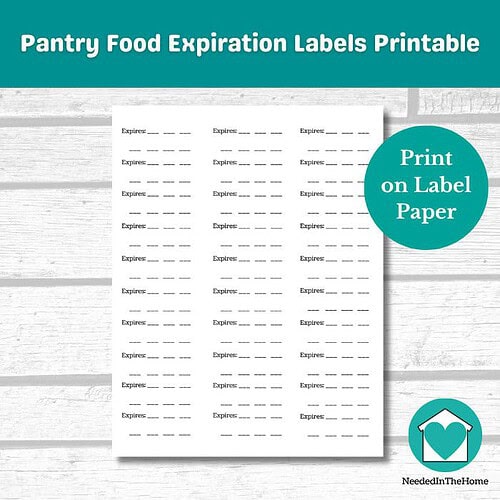 Pantry Food Expiration Labels Template (PDF Print), to use in food organization and rotation