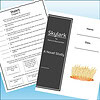 Slide1 Homeschool educational materials including a chapter worksheet, a black notebook titled 'Skylark by Patricia MacLachlan,' and a wheat illustration for homeschooling activities.