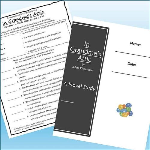 Cover page of 'In Grandma's Attic' by Arleta Richardson, a children's novel for homeschooling.