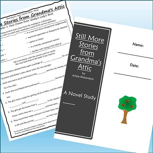 Cover of 'Still More Stories from Grandma's Attic' by Arleta Richardson, featuring a black and white book cover and a colorful tree illustration.